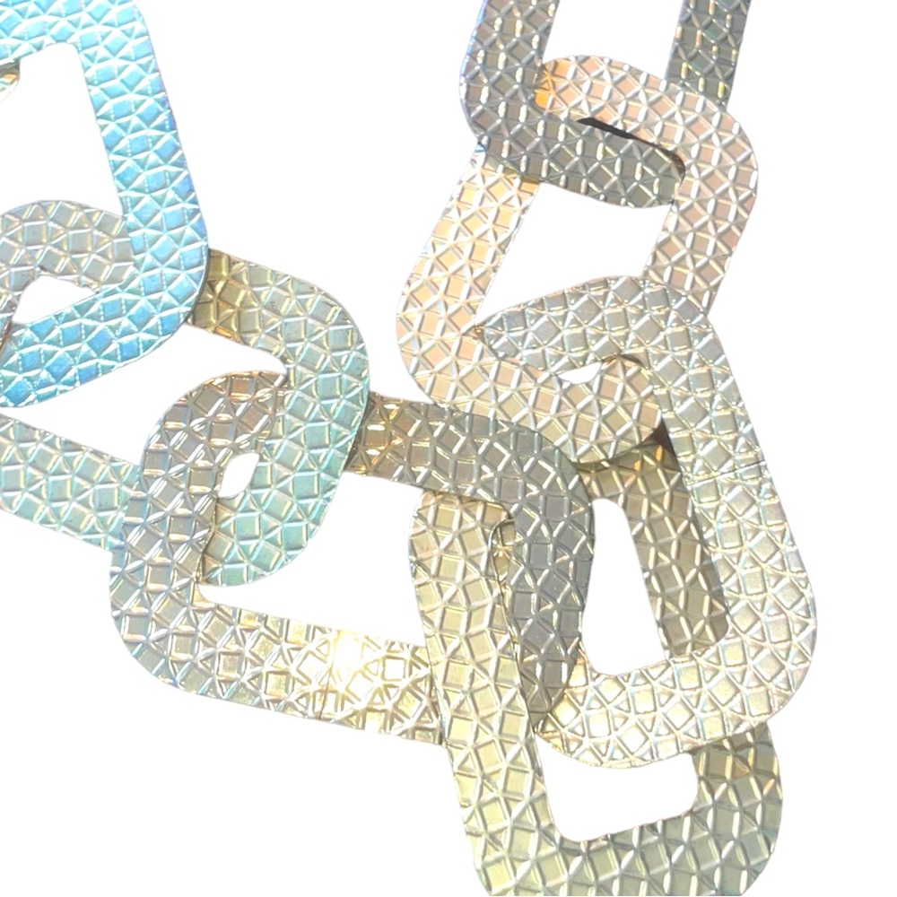 Gold Rhinestone Chain Link Statement Necklace - image 2